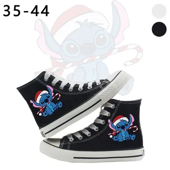 

Merry Christmas Cartoon Anime Stitch Unisex High Canvas Shoes With Funny Printing