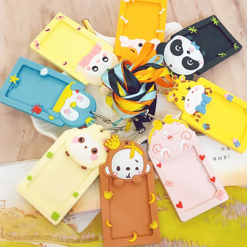 Силиконовые держатели для карт с кошкой из мультфильма для женщин и девочек, дорожный маленький банковский автобус, кредитный держатель для карт, брелок, кошелек, чехол на цепочке