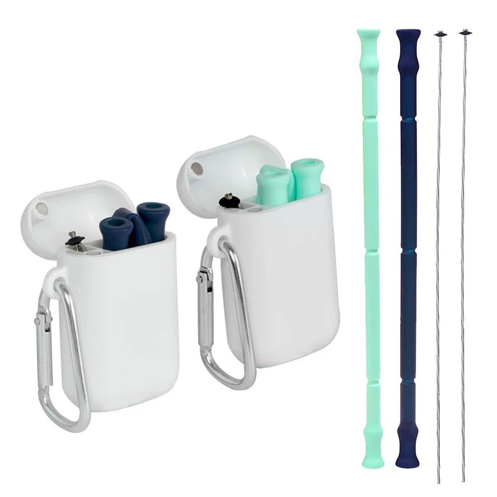 Reusable Silicone Straws Portable Collapsible Drinking Straw with Carrying Case Cleaning Brush BJStore