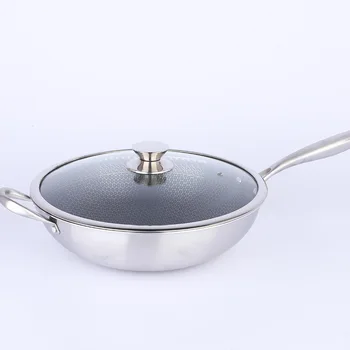 

Food Zhen three-layer steel 304 steel wok micro-oil smoke wok non-stick wok gas induction cooker universal