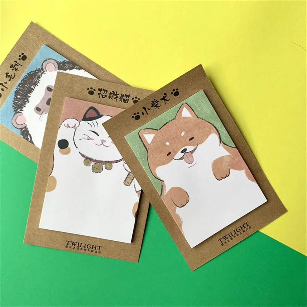30 листов Мультяшные животные блокноты Kawaii кролик кошка собака ежик липкие
