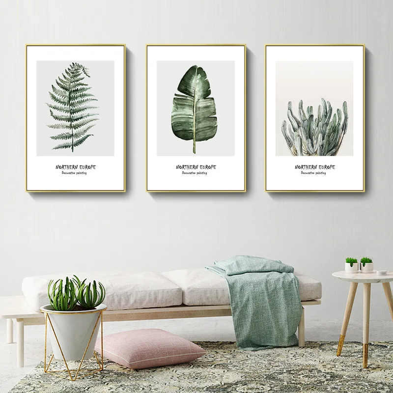 

Modern Minimalist Decorative Painting Northern European-Style Leaves Plant Hotel Clubs Home Living Room Framed Hanging Painting