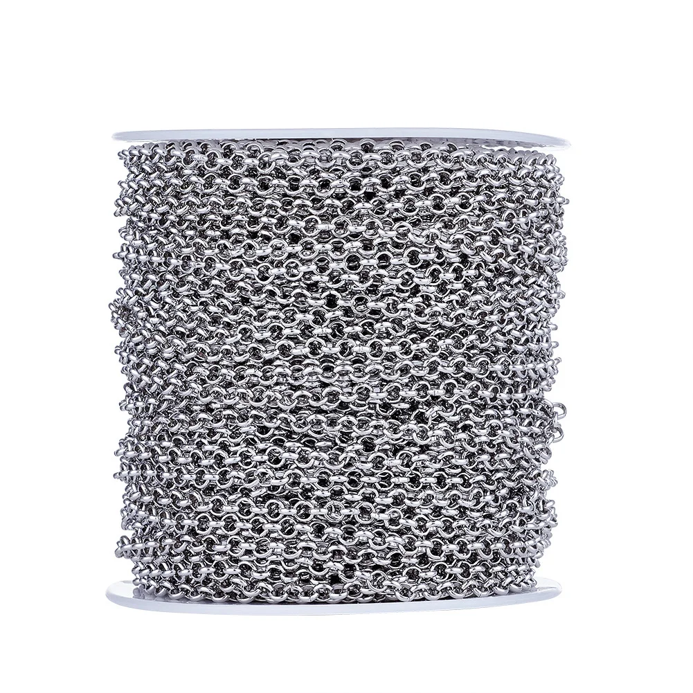 50m/roll 4x1mm Iron Rolo Chain Metal Chain Link Chain Unwelded for