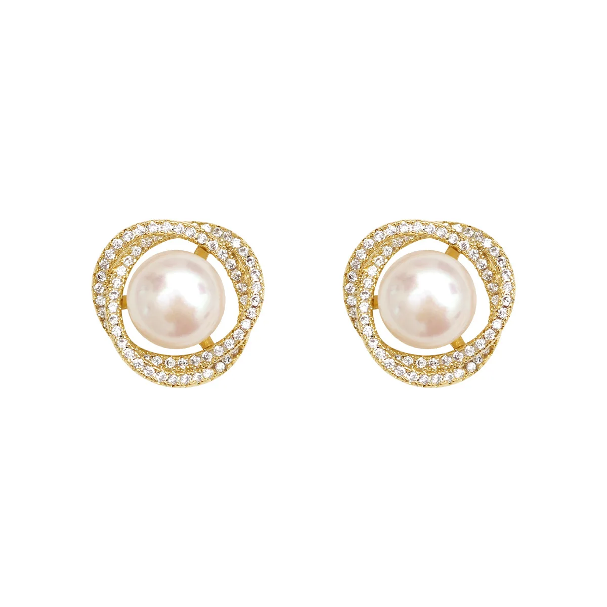 Ear Clip Earrings Clip Earrings Ear Clip Trendy Unusual Geometric Whirlpool Shape Pearl Clip on Earrings for Woman Non Pierced
