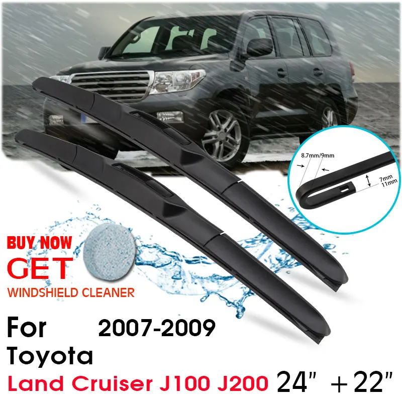 

Car Wiper Blade Front Window Windshield Rubber Silicon Refill Wipers For Toyota Land Cruiser J100 J200 2007-2009 LHDRHD 24"+22"