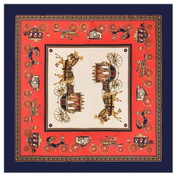 

100*100cm TOP Silk superior Horse carriage Scarves Women Foulard Square Hijab Scarf Ladies Shawl wrap muffler pareo female hijab