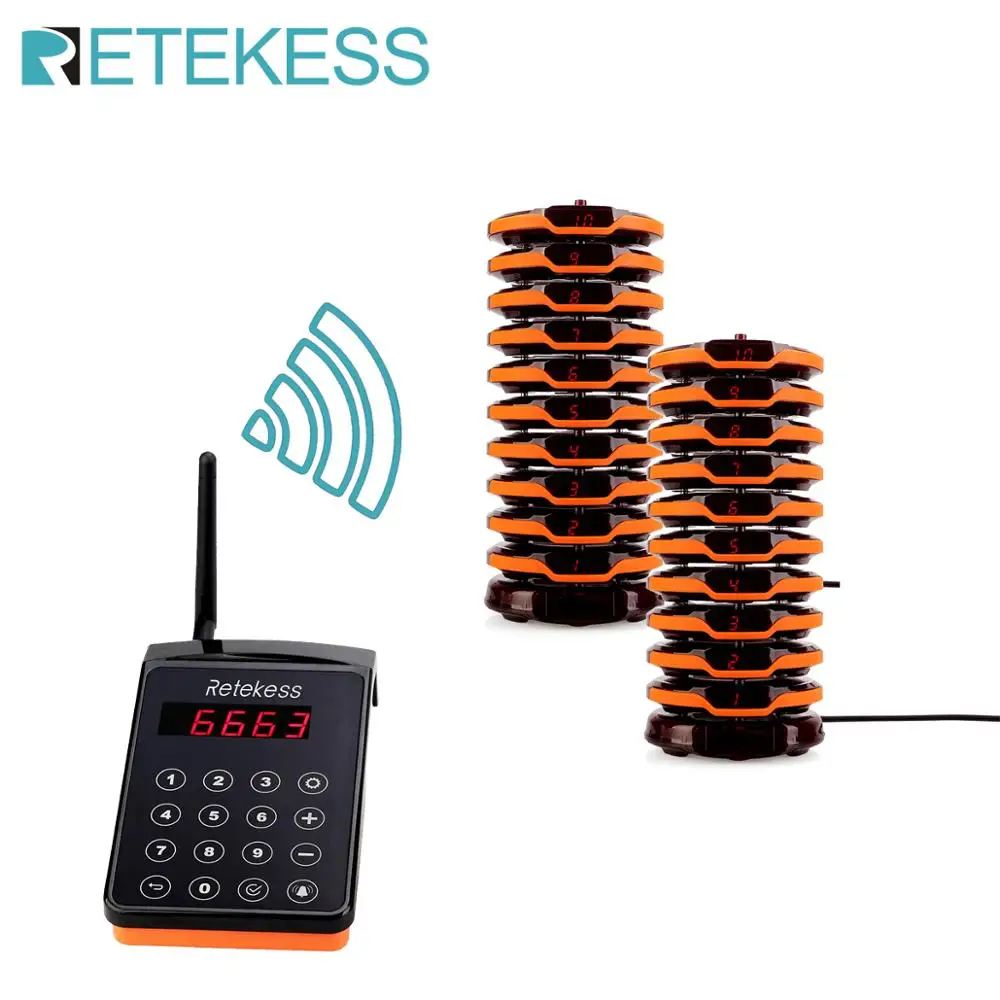 1-20 RETEKESS пейджер для ресторана Беспроводная система вызова очереди система вызова официанта с 30 пейджерами для ресторана церкви Кофейня - Цвет: 1-20