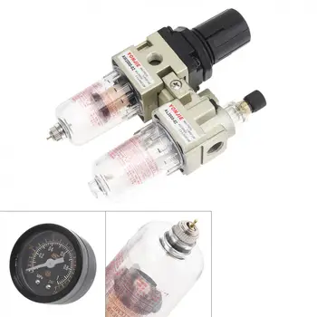 

AC2010-02 Air Compressor 0-1.0mpa Adjustable Two Union Oil Water Separator Regulator Caliber with Gauge Air Source Treatments