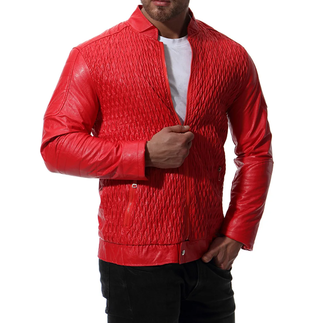 

MEN'S Leather Coat 2018 Autumn New Style Europe And America Ouma Leather Coat Large Size Leather Jacket Classic Style Locomotive