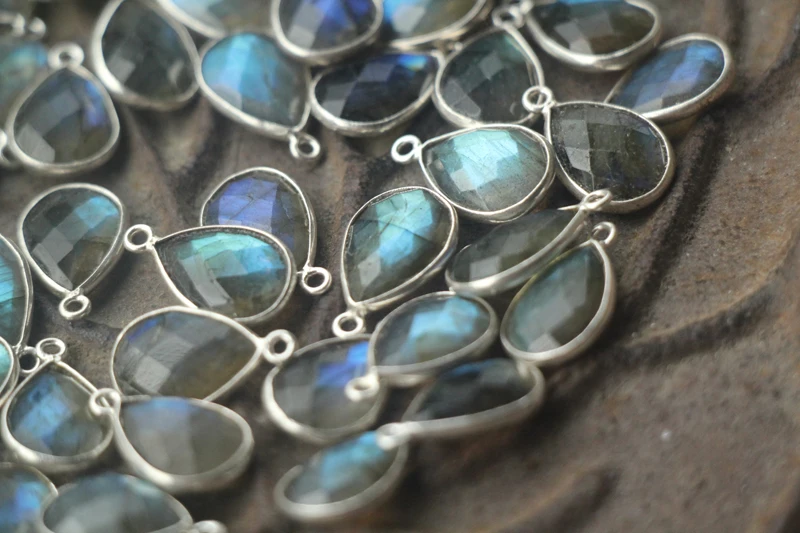 

925 Sterling Silver,Labradorite Faceted Pear Shape Pendant,1 pcs , of 18X11mm approx