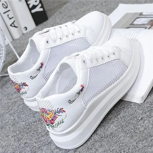 WW902 white Женские кроссовки; Модные дышащие сетчатые женские вулканизированные туфли; повседневная обувь на платформе со шнуровкой; женские белые теннисные туфли; feminino - Цвет: WW902 white