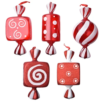 

Christmas Decorations Scene Layout Gift Ornaments Pendant Ornaments Red and White Transparent Painted Candy Props