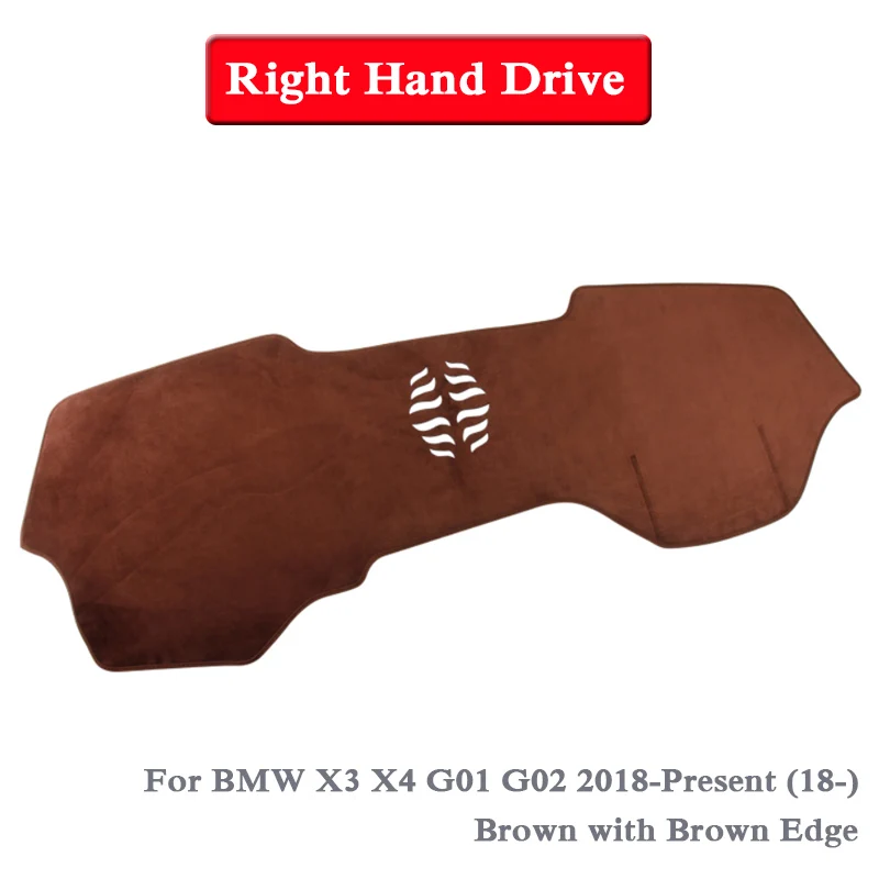 Автомобильный Стайлинг приборной панели Избегайте свет Pad Инструмент крышка платформы фланелевый коврик для BMW X3 X4 F25 F26 G01 G02 2011-Настоящее LHD и RHD - Название цвета: Brown RHD 18-20