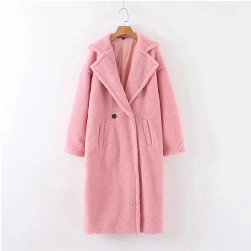 Pink Уличная мода, женское длинное пальто, плюшевое пальто большого размера из искусственного меха, Женская куртка из искусственного меха размера плюс, женская одежда, топы G1325 - Цвет: Pink
