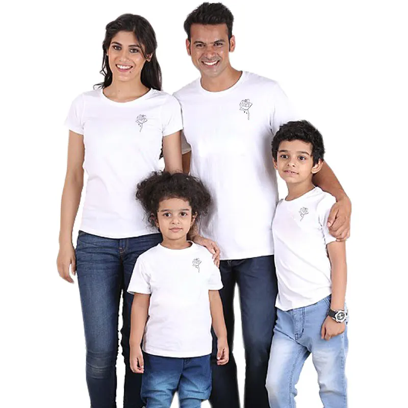 Color1 flower rose family matching outfits mommy and me summer fashion cotton kids baby father mother son daughter clothing street - Цвет: Color1