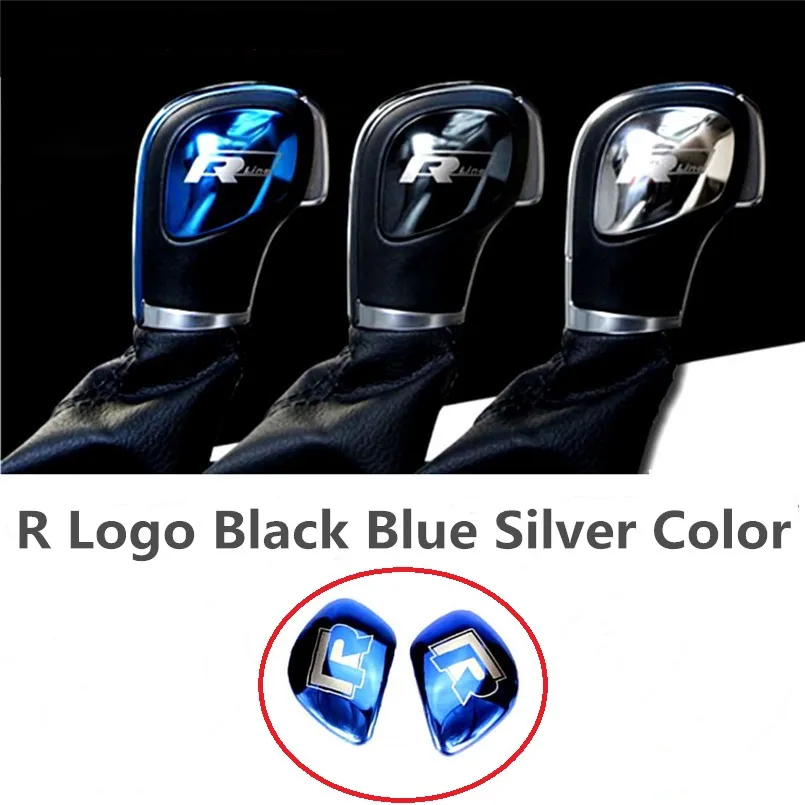 

Car Styling Interior Car Gear Shift Handle Sticker Car Stall Decoration Glue sticker RL LOGO For Das Auto Blue Silver Black