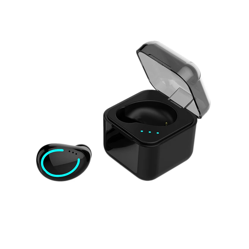 Single Ear Wireless Mini Bluetooth Headset with Invisible Earbud Sports with Charging Bin 5 0 Earbuds Press Waterproof Headset