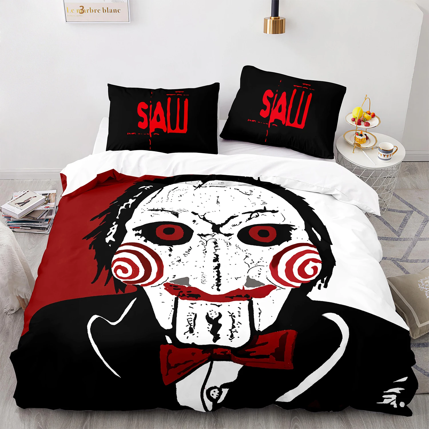 Chainsaw Fright Bedding Set Single Twin Full Queen King Size Halloween Bed Set Aldult Kid Bedroom Duvetcover Sets 3D Print 013