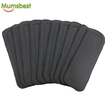 

[Mumsbest] 10Pcs Babies Cloth Diaper Inserts 5 Layers Charcoal and Microfiber Nappy Liner Keep Dry Fast Diapers Liners One Size