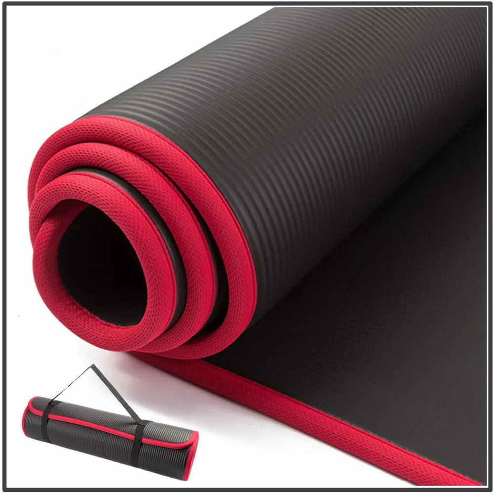 

Extra Thick 183cmX61cm High Quality 10MM NRB Non-slip Yoga Mats For Fitness Tasteless Pilates Gym Exercise Pads with Bandages