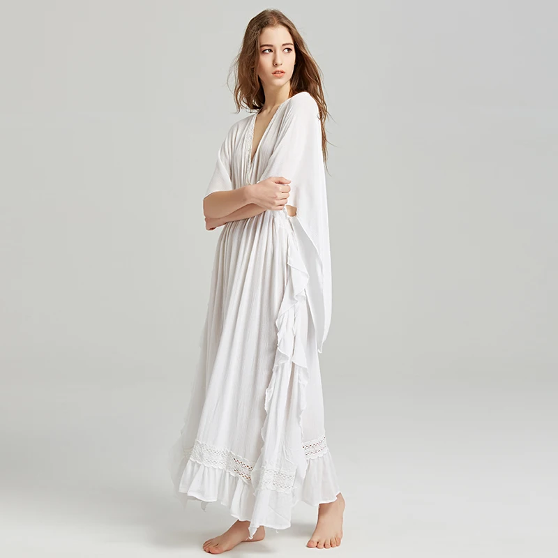 Boho Летнее свободное кружевное платье с высокой талией, v-образным вырезом, оборками, открытой спиной, кисточками, винтажное Повседневное платье, пляжные макси платья Vestidos