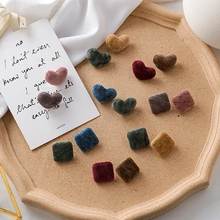 Корейские милые Осенние плюшевые серьги-гвоздики карамельных цветов, милые Квадратные серьги для девушек, милые серьги с темпераментом, букле d oreille femme