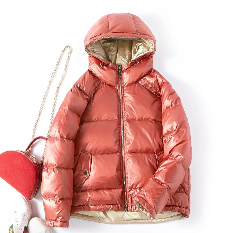 Женский теплый пуховик оверсайз Thcker на утином пуху с капюшоном F73 for -20 | Женская