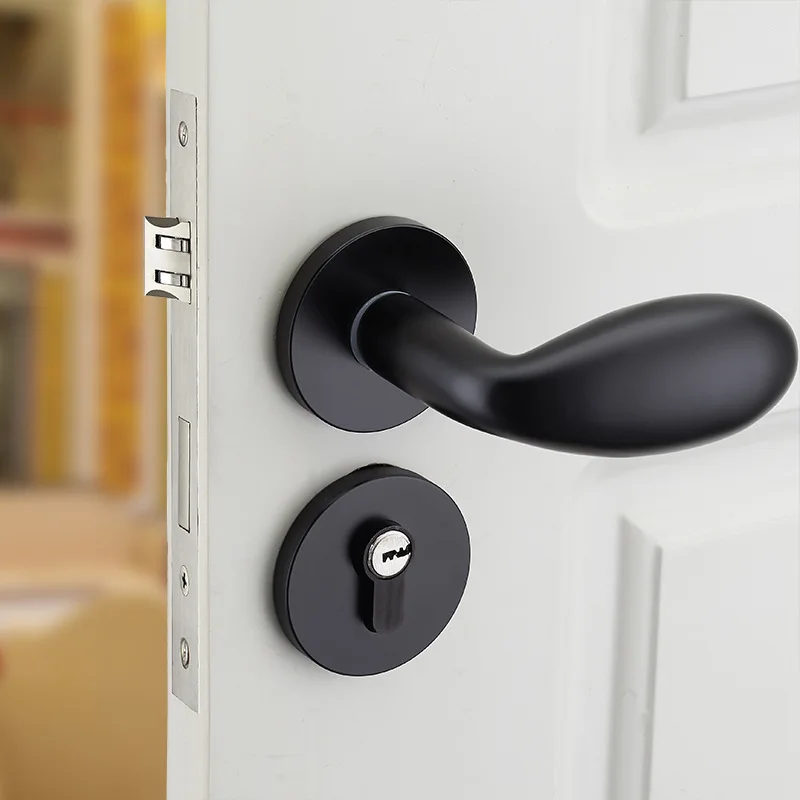 

Alumimum Solid Door Lock Indoor Solid Wood Door Lock Black And White with Pattern Lock Handle Lock Split Type Balls Lock Hardwar