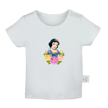 

Cartoon Cute Snow White with Flowers Design Newborn Baby T-shirts Toddler Graphic Short Sleeve Tee Tops