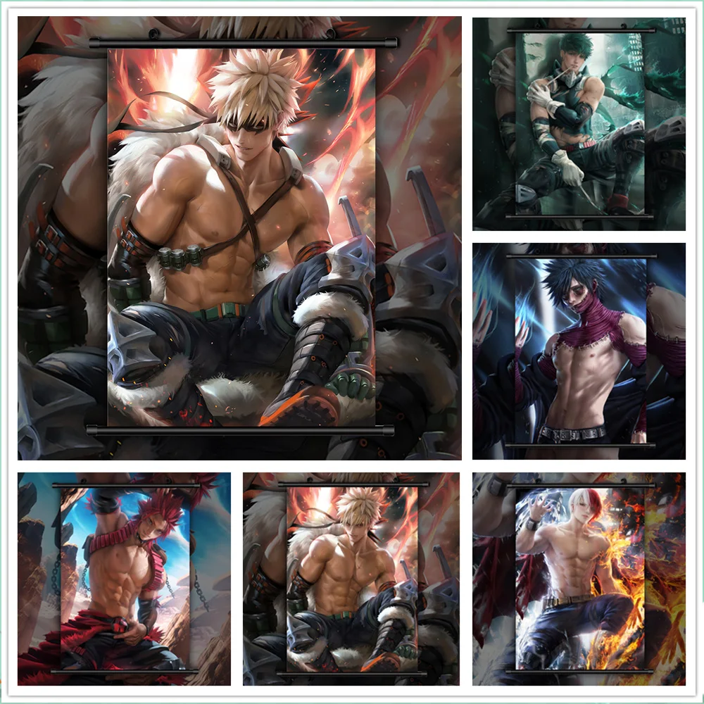 Картина на холсте аниме постеры Boku No My Hero Академия Bakugou Katsuki Todoroki Shoto Midoriya Izuku
