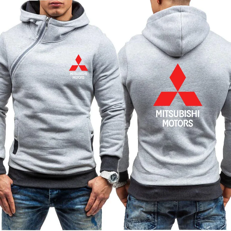 Мужские толстовки с капюшоном с логотипом Mitsubishi, повседневные флисовые теплые толстовки с капюшоном в стиле хип-хоп Харадзюку с длинным рукавом, мужская куртка на молнии - Цвет: as picture