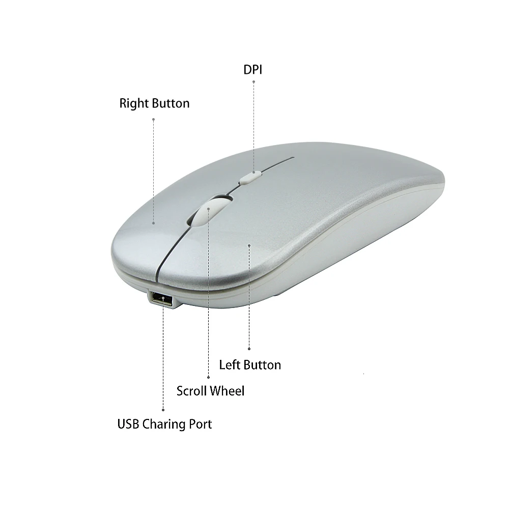 CHYI Bluetooth 5,0+ 2,4G Беспроводная игровая мышь перезаряжаемая Бесшумная Двухрежимная компьютерная мышь ультра тонкие мыши для ноутбука