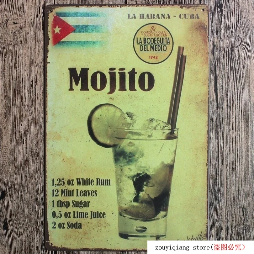 Mojito лимонные часы для питья металлические постеры для рисования бар кофе Пивной знак KTV настенный стикер для отеля художественный домашний декор Куадрос 30X20 см