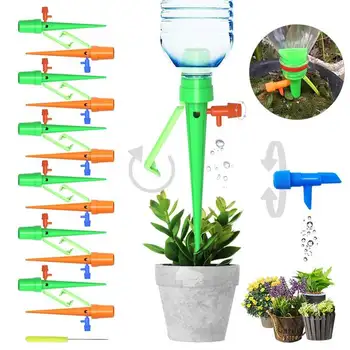 

4Pc/6Pc/12Pc Upgraded Automatic Watering Device Adjustable Water Flow Dripper With Switch Control Valve Bracket Drip Irrigation