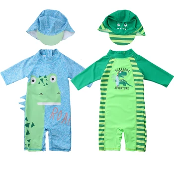 

Baby Girl Clothes Kid Protective Swimwear Rash Swimsuit Girl Boy Swim Hat Costume Set Cartoon Swimming Clothes
