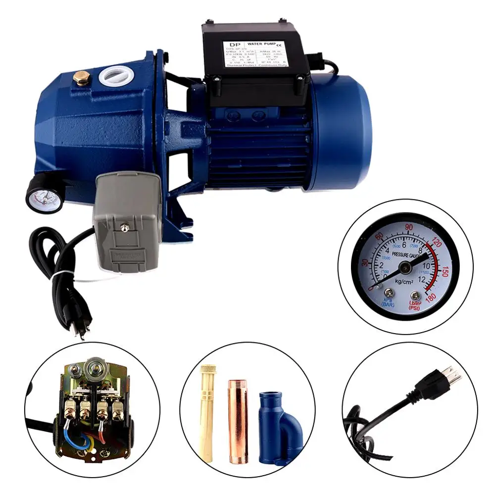 SHYLIYU 110V 0.5HP Shallow Well Jet Pump Surface Pumps 38m Height With Pressure Switch Farming Garden JET Water Flow 14GPM | Обустройство