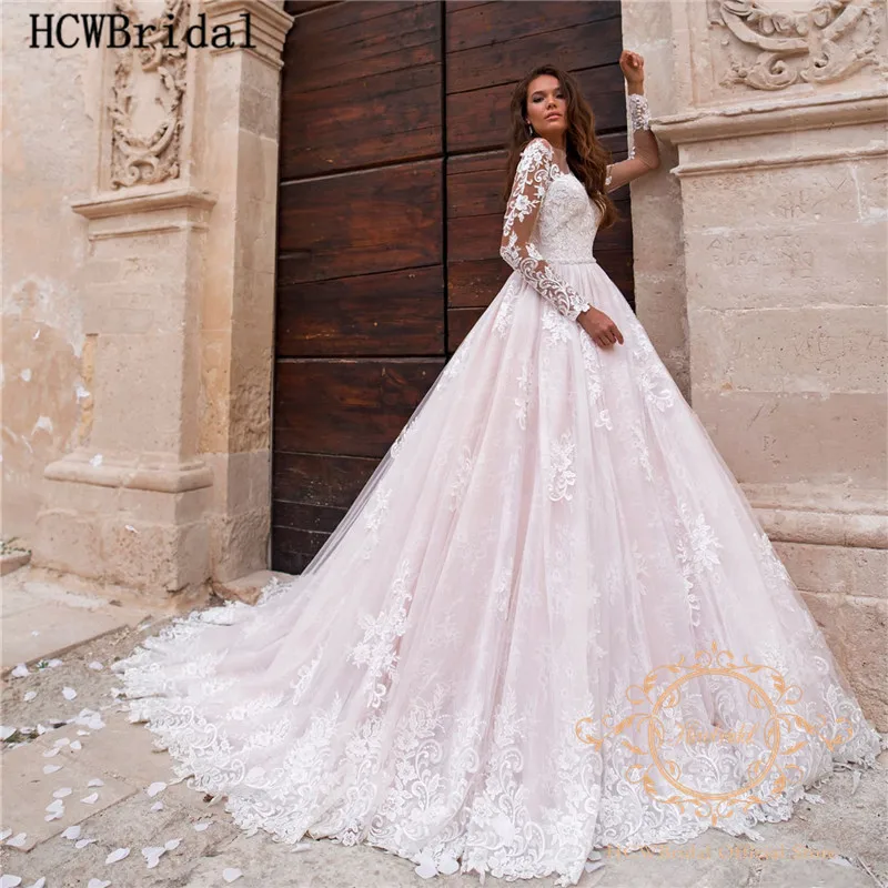 Robe De Mariee Princess 2019 кружевные свадебные платья с длинными рукавами, напольные высокого качества, длина, прозрачное Очаровательное платье для