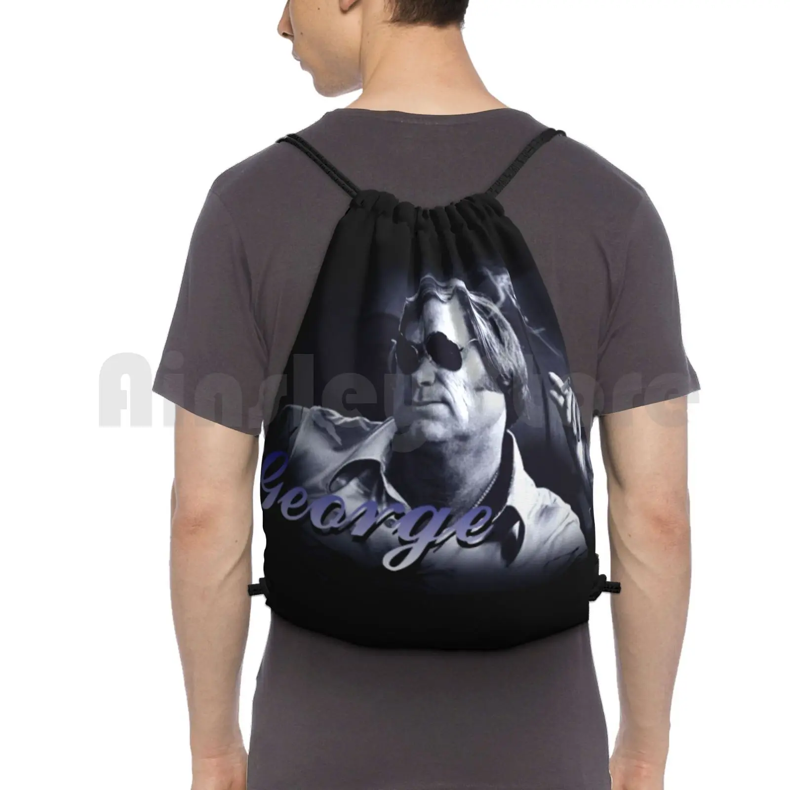 

George Tribute Backpack Drawstring Bags Gym Bag Waterproof George Jones Jorge Country Western Music Singer Crooner