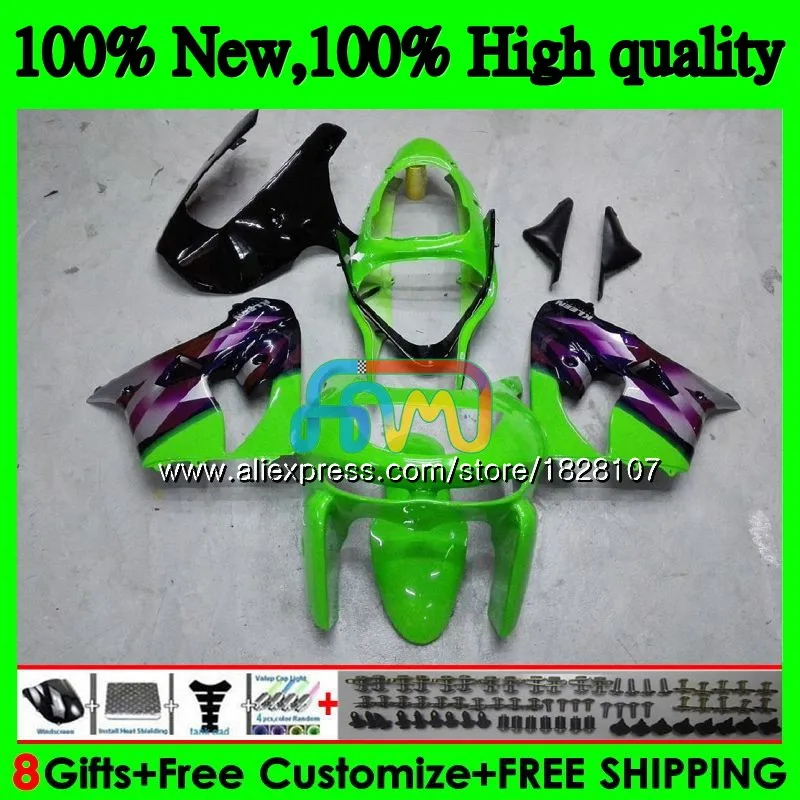 Корпус зеленый фиолетовый комплект для KAWASAKI ZX900 ZX9 R ZX 9R 900CC ZX 9 R 900 29BS. 29 ZX-9R ZX9R 98 99 00 01 1998 1999 2000 2001 обтекатель - Цвет: No. 1