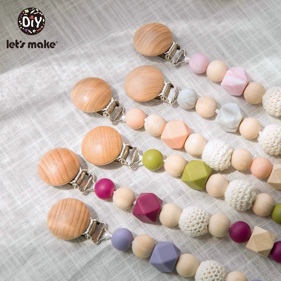 

Let's Make 1pc Pacifier Chain Baby Teether Toy Crochet Beads Small Bell Baby Stroller Accessories Newborn Baby Pacifier Chain