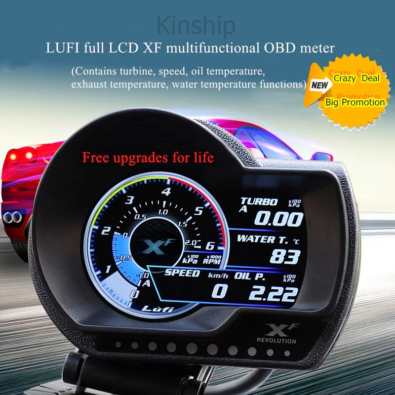 Цифровой турбонаддув Lufi XF OBD2 измеритель давления масла температуры воды для
