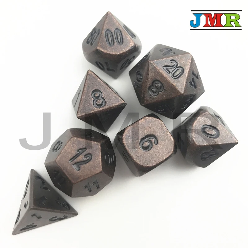 7pcs dies Dados металла для ролевой игры набор D4 D8 D10 % D12 D20 ролевые Настольная игра