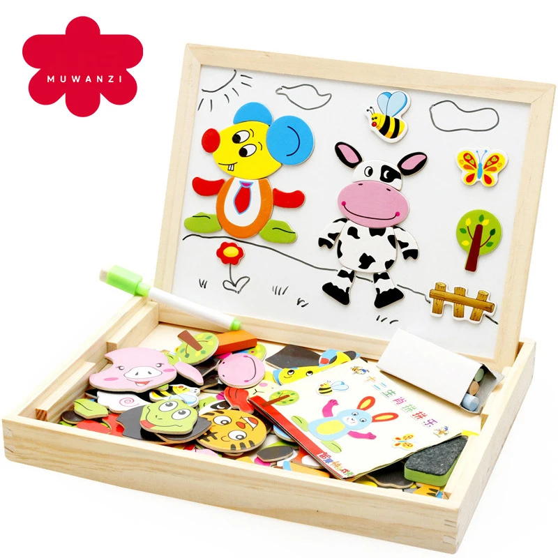 

Wooden Jigsaw Puzzle Children's Three-Dimensional Puzzle Characters / Animals / Vehicles /Drawing Board Learning Educational Toy