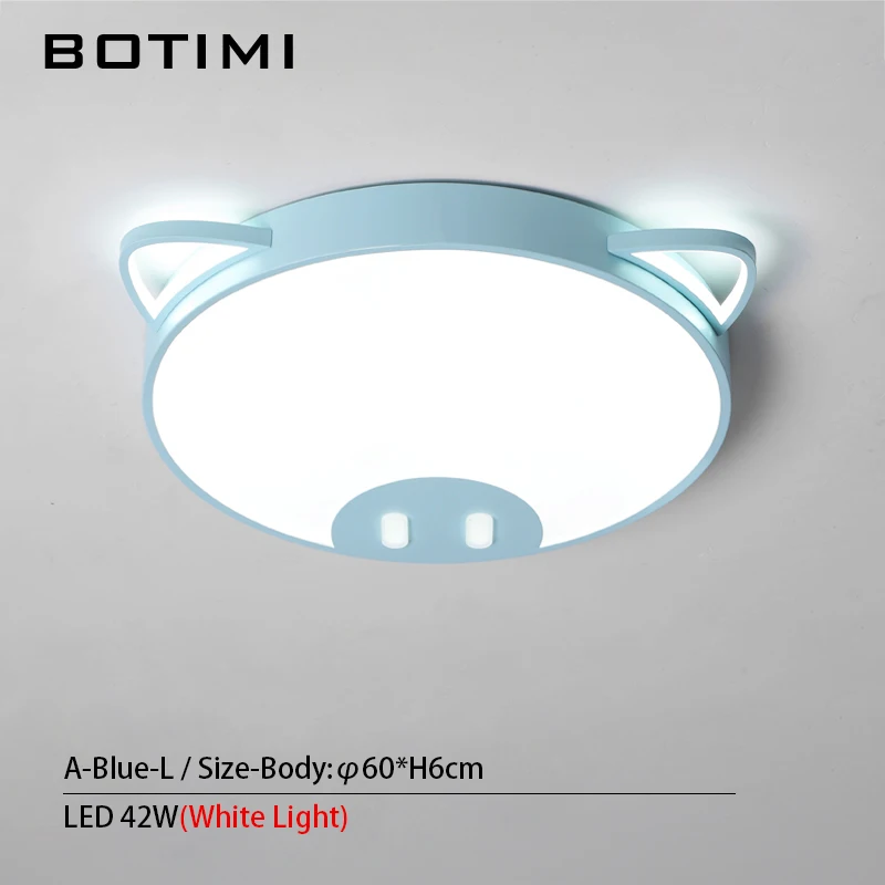 A-Blue-L-White Light BOTIMI 220V светодиодный потолочный светильник для спальни с рисунком из мультфильма, розовый потолочный светильник для девочек, голубой светильник для мальчиков, светильник для освещения, металлические лампы - Цвет корпуса: A-Blue-L-White Light