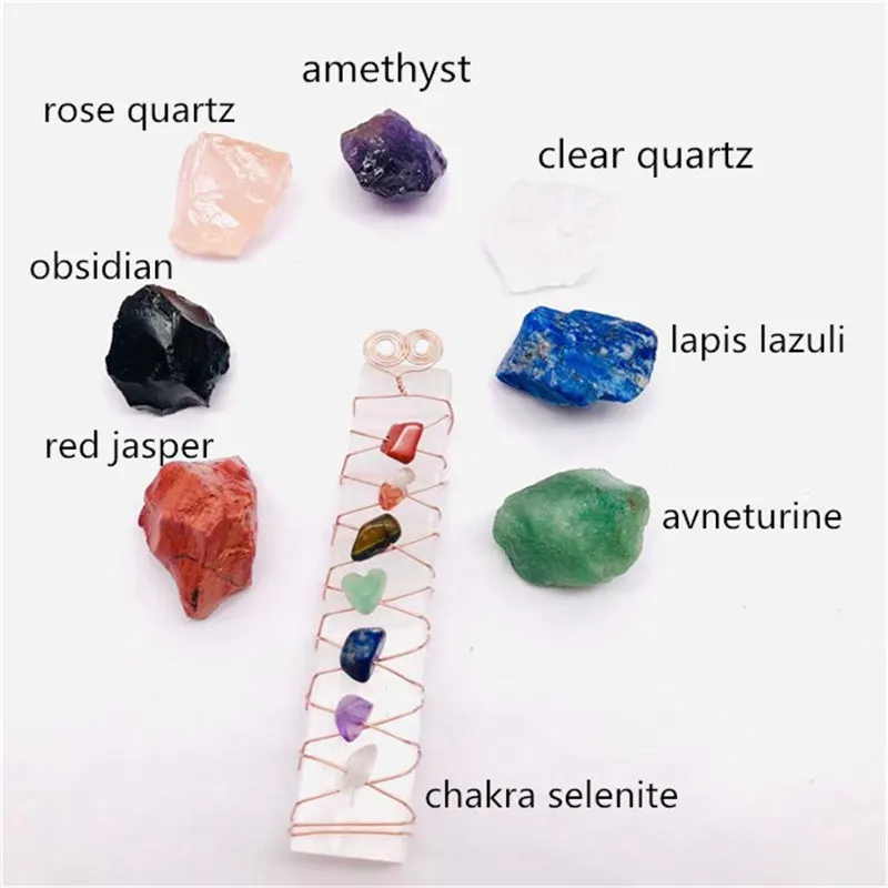 

7 Seven Chakra Crystal Gemstone Natural Raw Quartz Healing Stone Mineral Specimen Gift Box For Home Decoration Collection