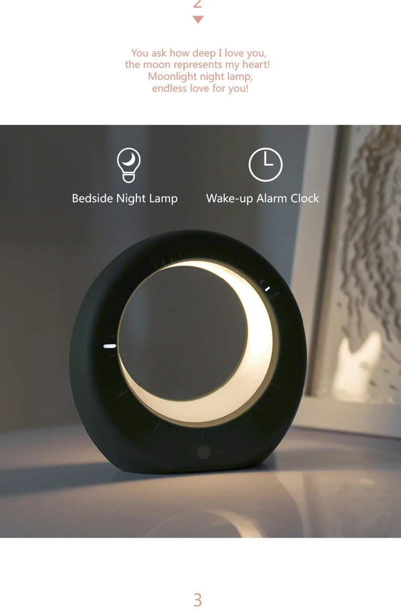 Креативный светодиодный цифровой будильник с Луной для детей, светодиодный прикроватный светильник с датчиком радио, ночные часы Nixie, функция повтора