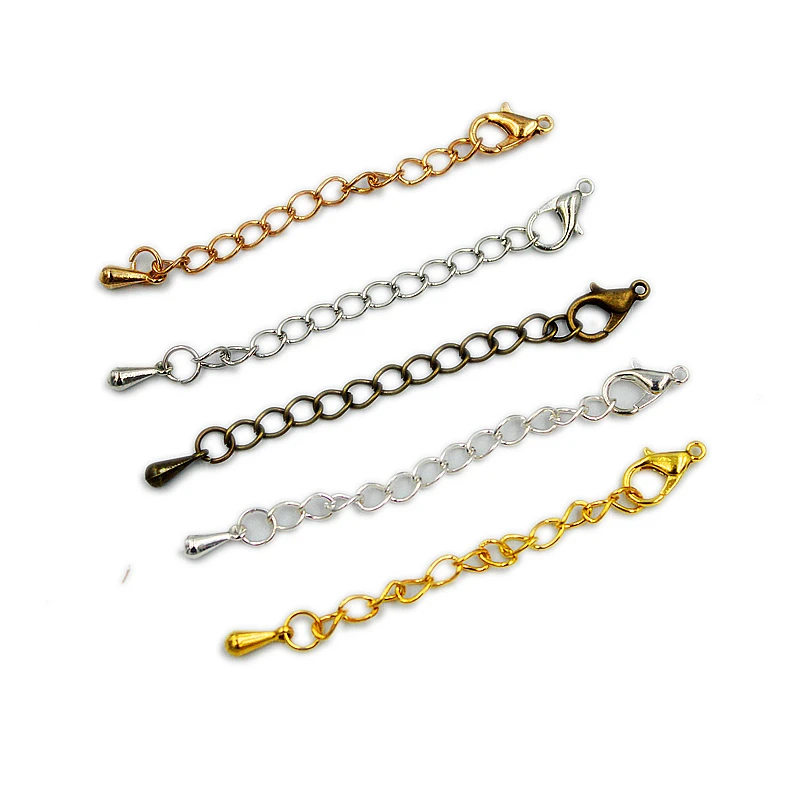 

20pcs/lot 50 70mm Tone Extended Extension Tail Chain Lobster Clasps Connector For DIY Bracelet Necklace Jewelry Findings Making