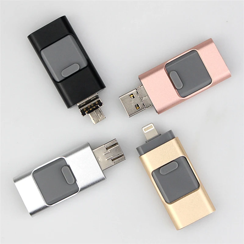 Флеш накопитель USB OTG de 32 Гб 128 ГБ 1 en 3 u disco para apple iphone memoria stick 16 android флешка me DRIVE 0|USB