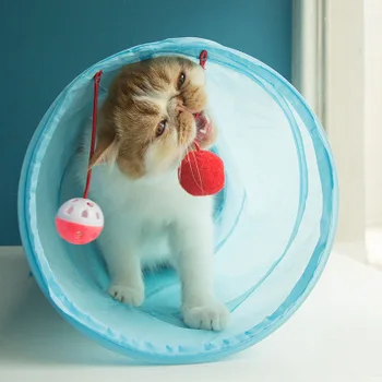 Cat Tunnel Toy Funny Pet 2 Holes Play Tubes  4