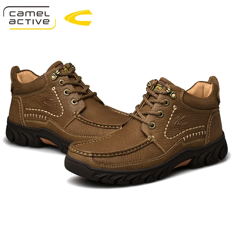 Camel Active New Genuine Leather Men Boots Outdoor Youth Ankle Boots Short Fashion Man Boots Non-slip Textured Cowhide Men Shoes